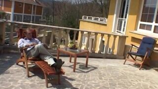 Blonde beauty gets pussy and butt pounded outdoors