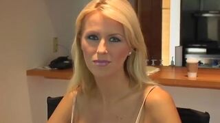 Blonde bombshell hard drilling on the bed