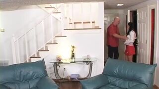 Babysitter loves only fat old dick in her asshole