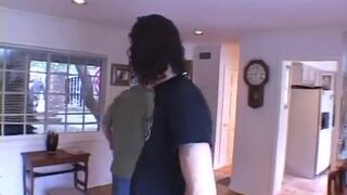 Threesome with a blonde and redhead behind the scenes