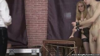 Assfucked and double-drilled on a case