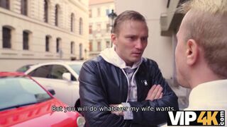 VIP4K. Wife assfucked by a stranger in front of her modest husband