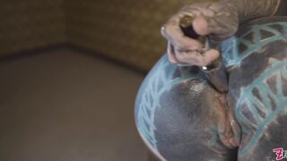 Tattooed Teen Testing Fuck Machine With Her Anal